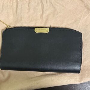 Burberry Black Leather Zip Wallet
